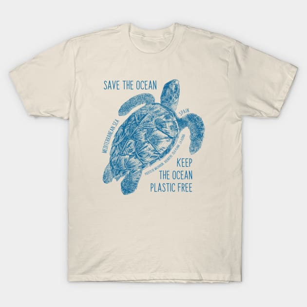 Save the Ocean - Sea Turtle T-Shirt by mazarronsouvenirs